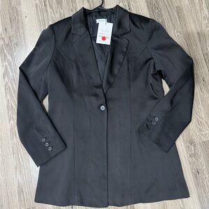 New S’Edge Sedge Apparel Carlson Satin Blazer Black Size Large